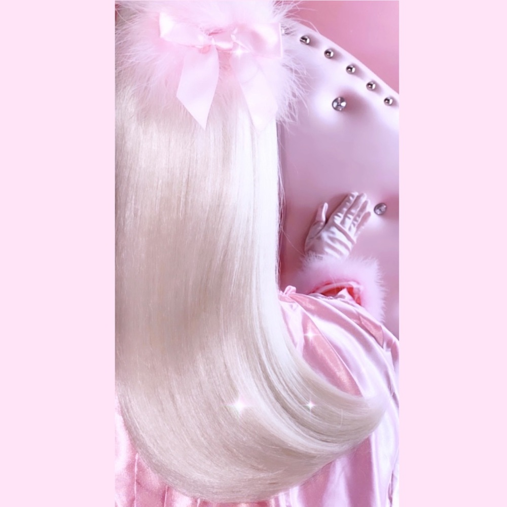 Pink satin marabou hair accessory